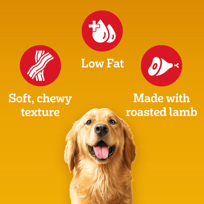 Pedigree Tasty Jerky Dog Treat, Roasted Lamb Flavour, 70 g, Jerky-style Treats for Bonding, Low-fat and High-protein* Dog Treats