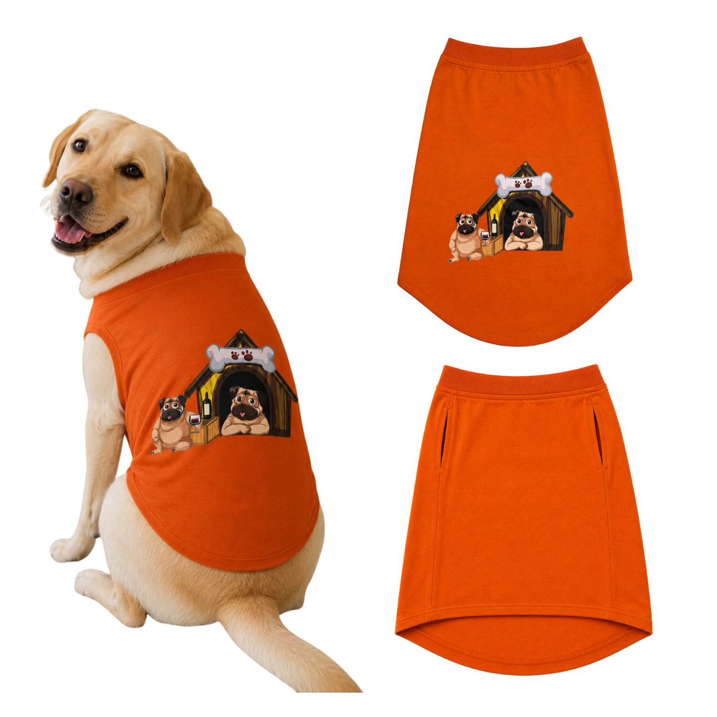Petsnugs Premium Orange Printed Dog & Cat T-Shirt