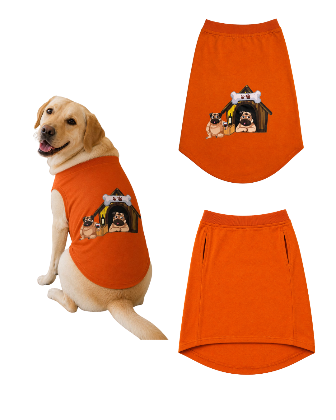 Petsnugs Premium Orange Printed Dog & Cat T-Shirt