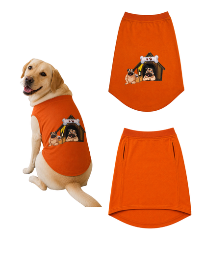 Petsnugs Premium Orange Printed Dog & Cat T-Shirt