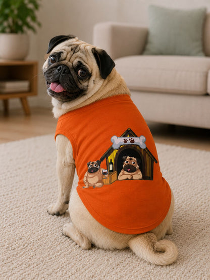 Petsnugs Premium Orange Printed Dog & Cat T-Shirt