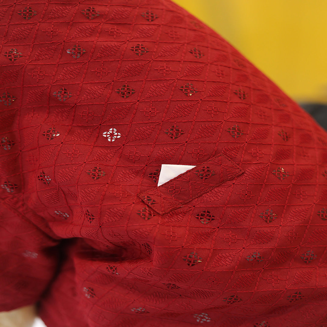 Petsnugs Red Sherwani for Dogs