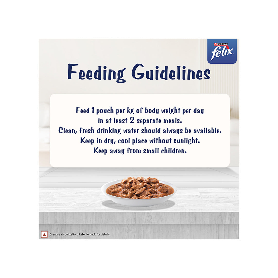 Purina Felix Gravy Lover, Tasty & Real Meaty Tuna Chunks, Wet Cat Food, Balanced Nutrition, 24 Months, 70g