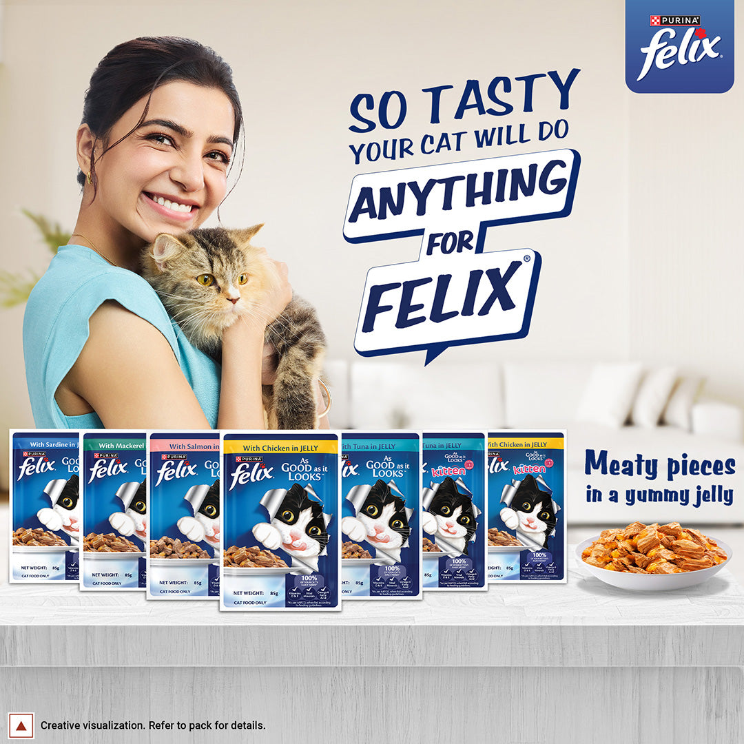 Purina Felix with Chicken in Jelly | Wet Food for Adults | Complete and Balanced Cat Food, Pack of 12 Pouches (12 x 85 g)