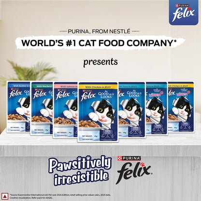 Purina Felix with Chicken in Jelly | Wet Food for Kittens | Complete and Balanced Cat Food, Pack of 12 Pouches (12 x 85 g)