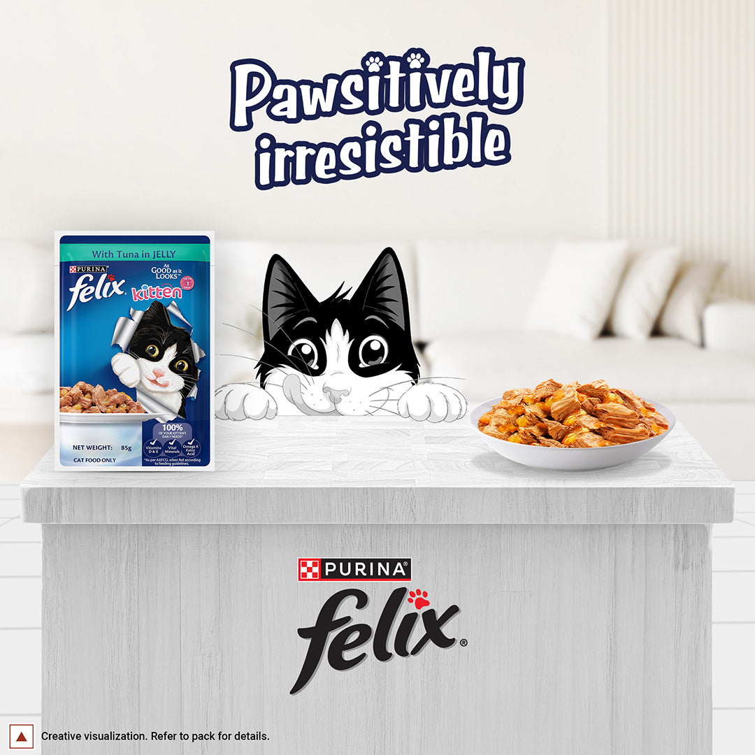 Purina Felix with Tuna in Jelly | Wet Food for Kittens | Complete and Balanced Cat Food, Pack of 12 Pouches (12 x 85 g)