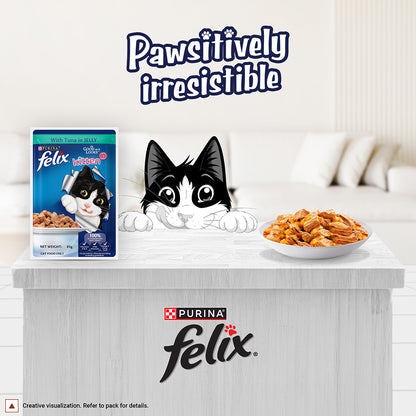 Purina Felix with Tuna in Jelly | Wet Food for Kittens | Complete and Balanced Cat Food, Pack of 12 Pouches (12 x 85 g)