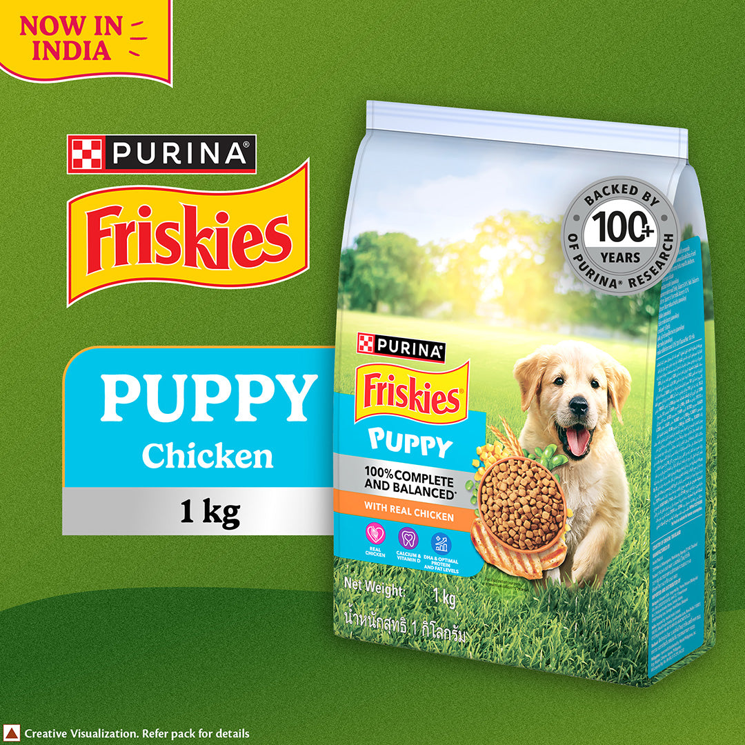 Purina Friskies Chicken Puppy Food, Dry Puppy Food, Balanced Nutrition, 1 kg