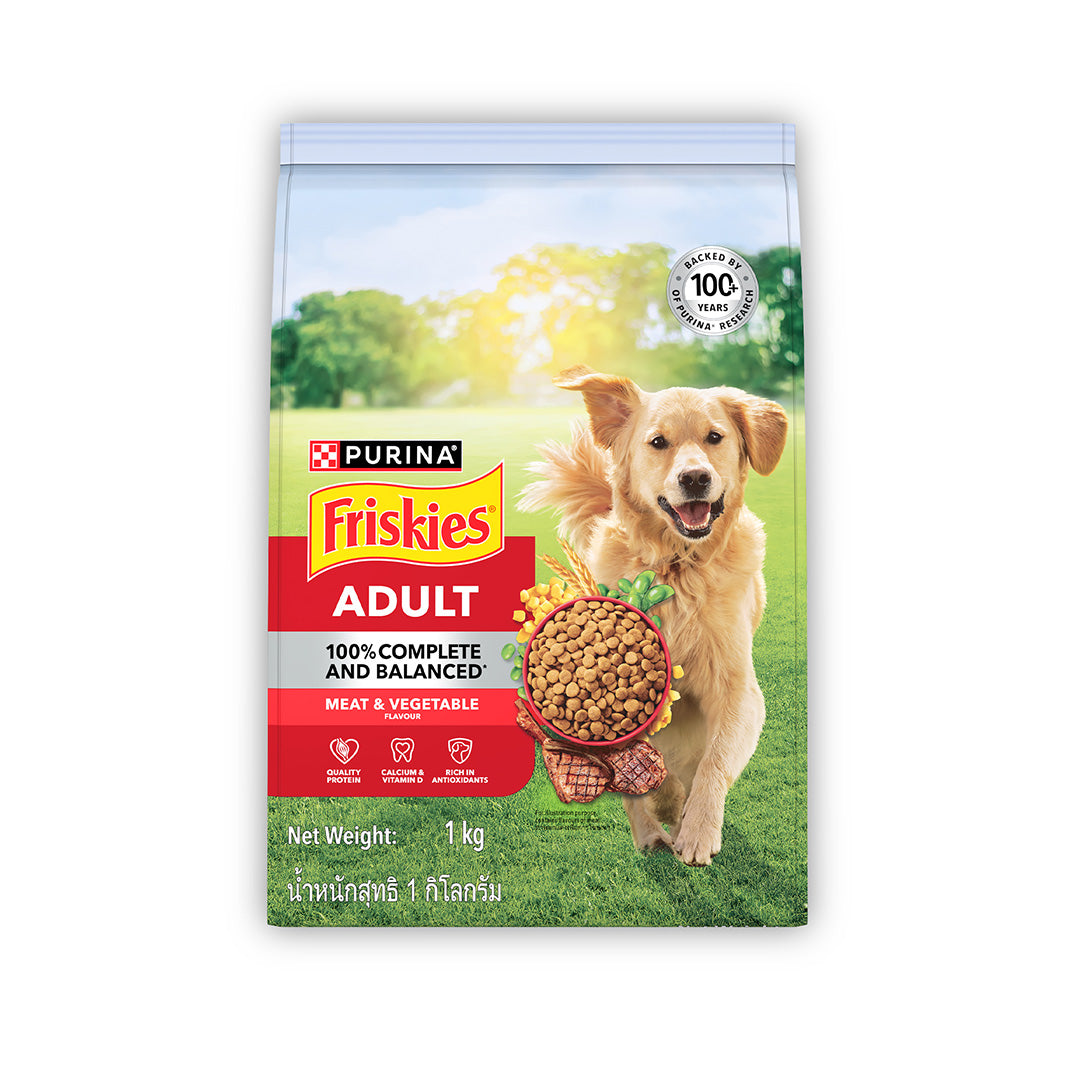 Purina Friskies Meat Adult Dog Food, Dry Dog Food, Balanced Nutrition, 1 kg