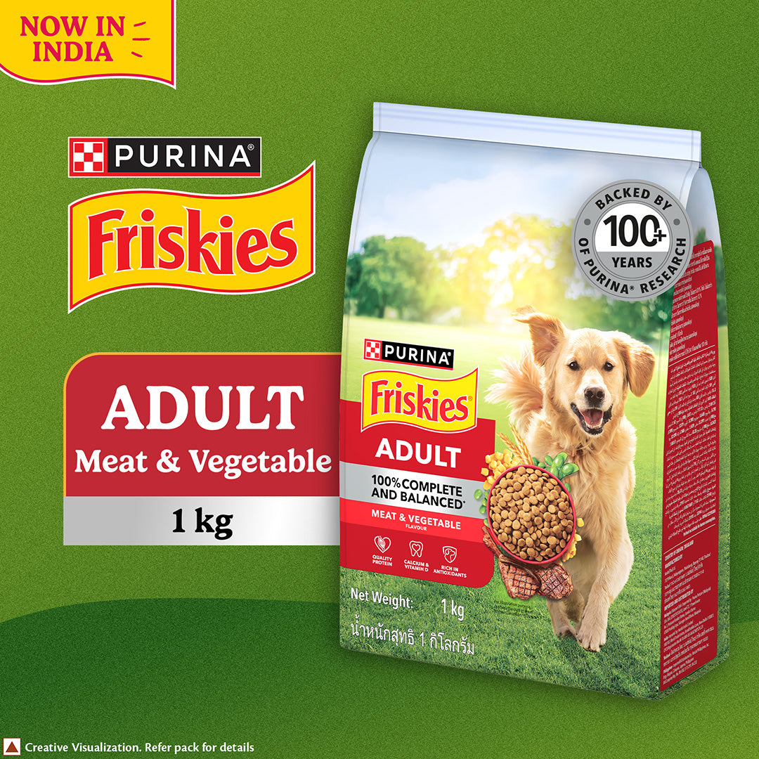 Purina Friskies Meat Adult Dog Food, Dry Dog Food, Balanced Nutrition, 1 kg