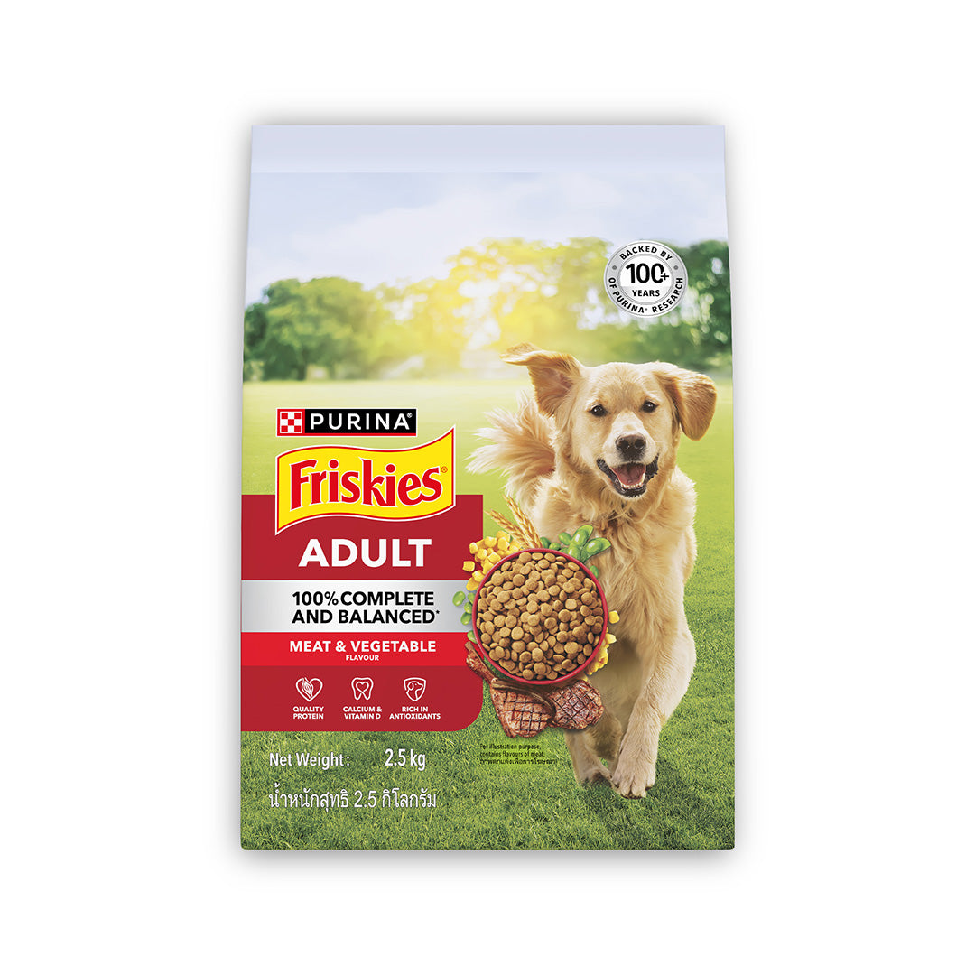 Purina Friskies Meat Adult Dog Food, Dry Dog Food, Balanced Nutrition, 2.5 kg