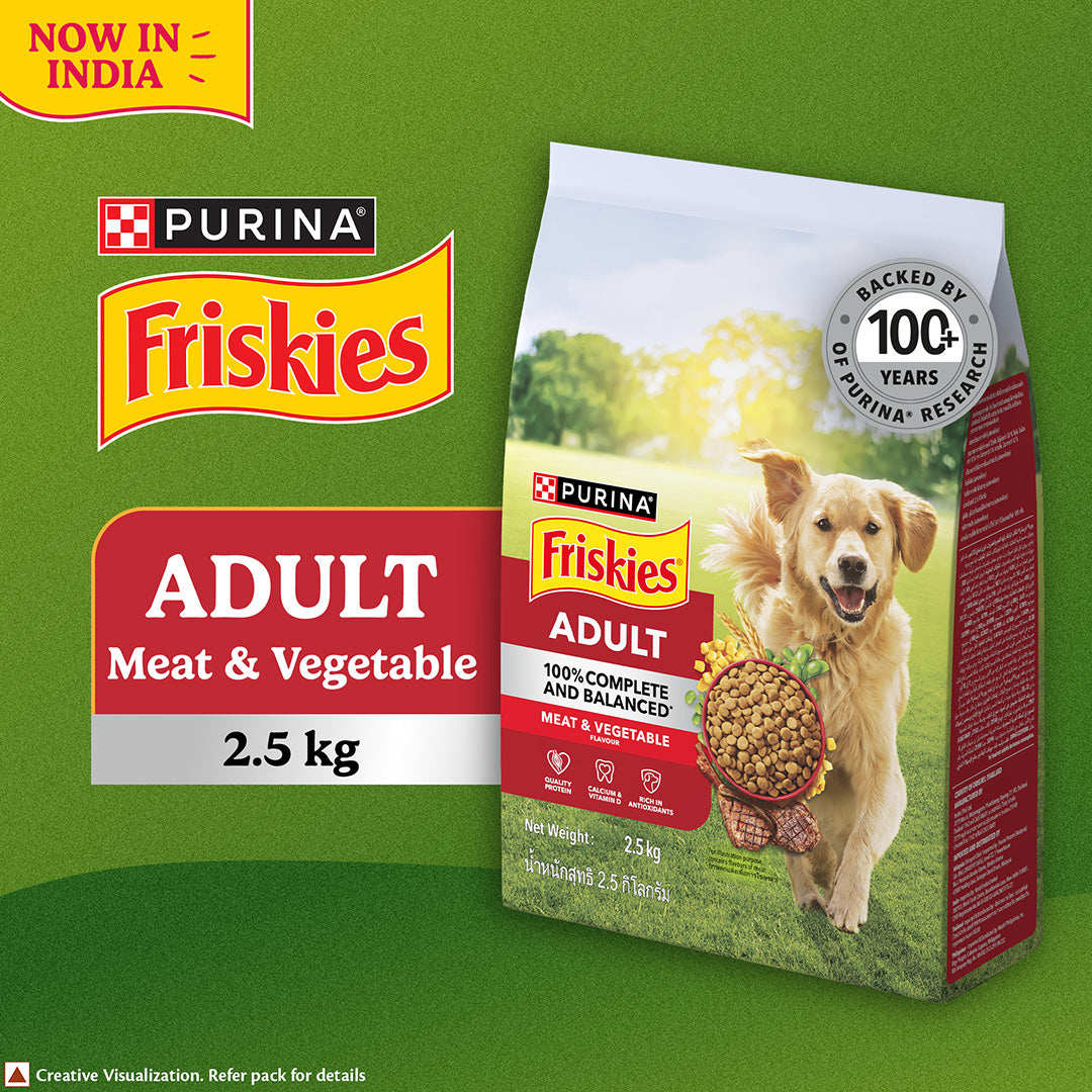 Purina Friskies Meat Adult Dog Food, Dry Dog Food, Balanced Nutrition, 2.5 kg