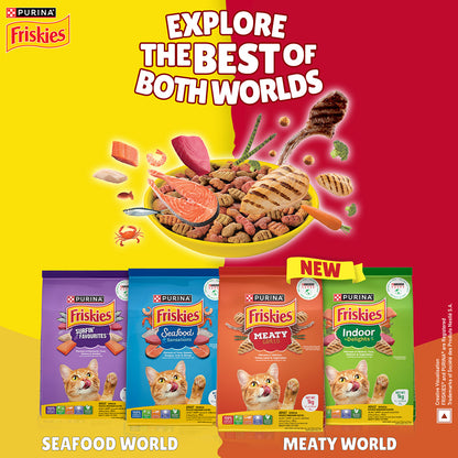 Purina Friskies Seafood Sensations Adult Dry Cat Food, 2.5kg, Contains Tuna, Salmon, Snapper, Crab & Shrimp Flavours
