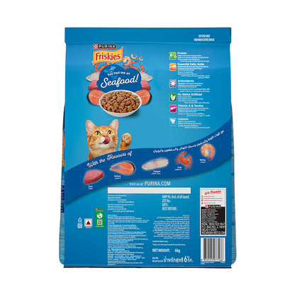 Purina Friskies Seafood Sensations Adult Dry Cat Food, 6kg, Contains Tuna, Salmon, Snapper, Crab & Shrimp Flavours