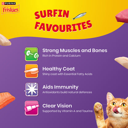 Purina Friskies' Favourites Adult Dry Cat Food, 2.5kg, Contains Mackerel, Tuna, Salmon & Sardine Flavours