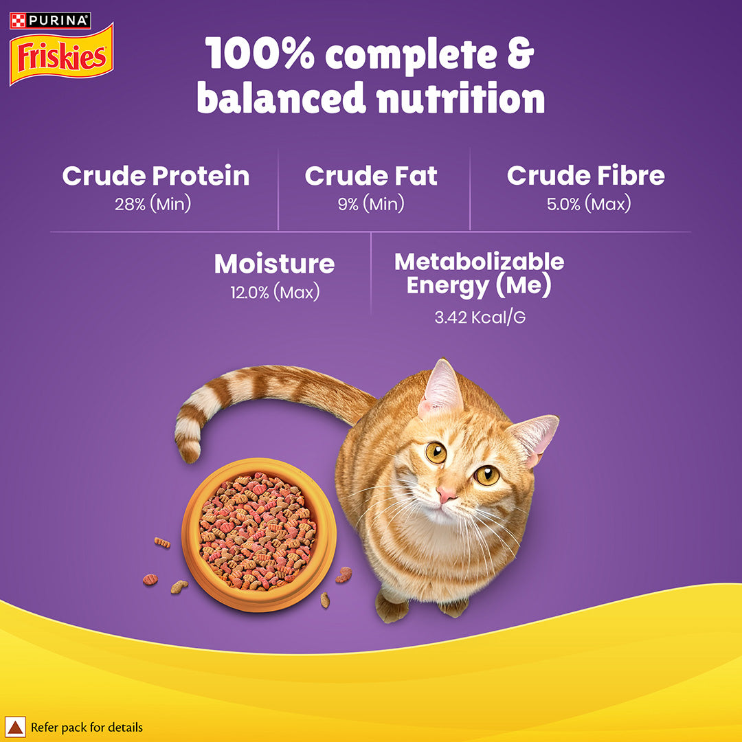 Purina Friskies' Favourites Adult Dry Cat Food, 2.5kg, Contains Mackerel, Tuna, Salmon & Sardine Flavours