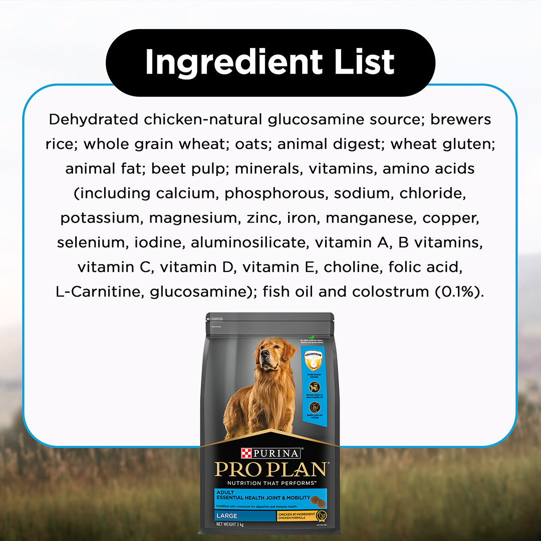 Purina Pro Plan Adult Dog Kibble Food for Large Breed Dogs, 3Kg Pack