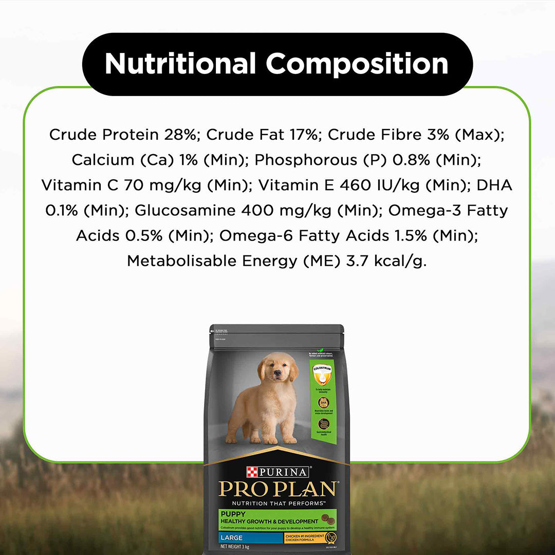 Purina Pro Plan Puppy Kibble Food for Large Sized Dogs, 3Kg Pack
