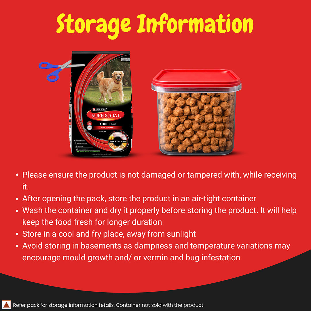 Purina SUPERCOAT Adult Dry Dog Food, 1+ Years, With Chicken, Smartblend Precise Nutrition for Whole Body Health, No Artificial Colours & Flavours, 10Kg Bag