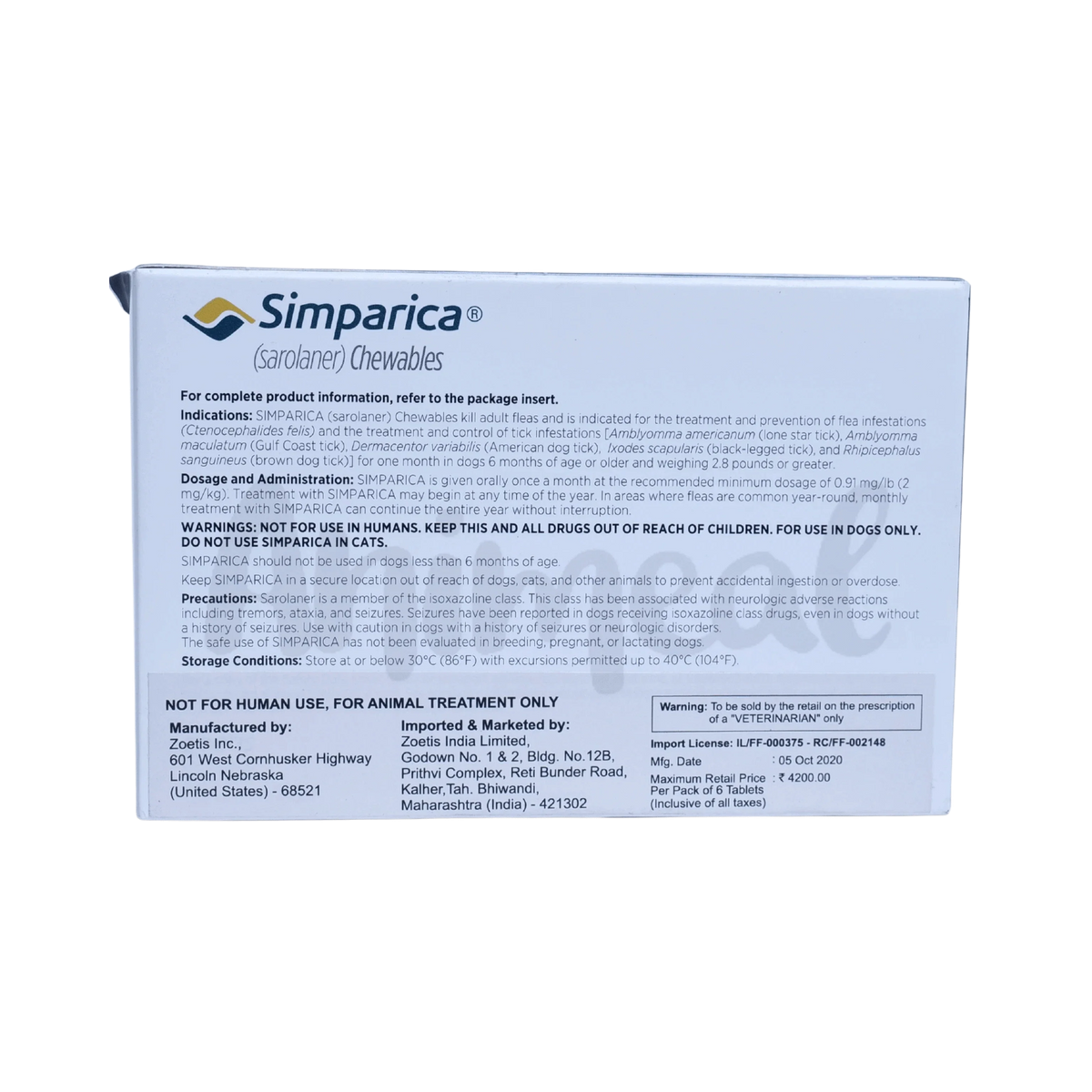 SIMPARICA (20-40KG) DOG TABLET - Animeal