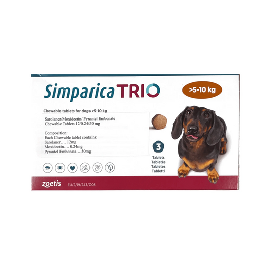 SIMPARICA TRIO (5KG TO 10KG) TABLET - Animeal