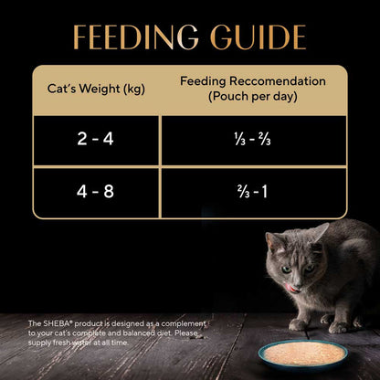 Sheba Fine Premium Adult (1+ Years) Wet Cat Food, Chicken with Tuna in Gravy, 70 g Pouch, High-moisture gravy cat food for healthy hydration