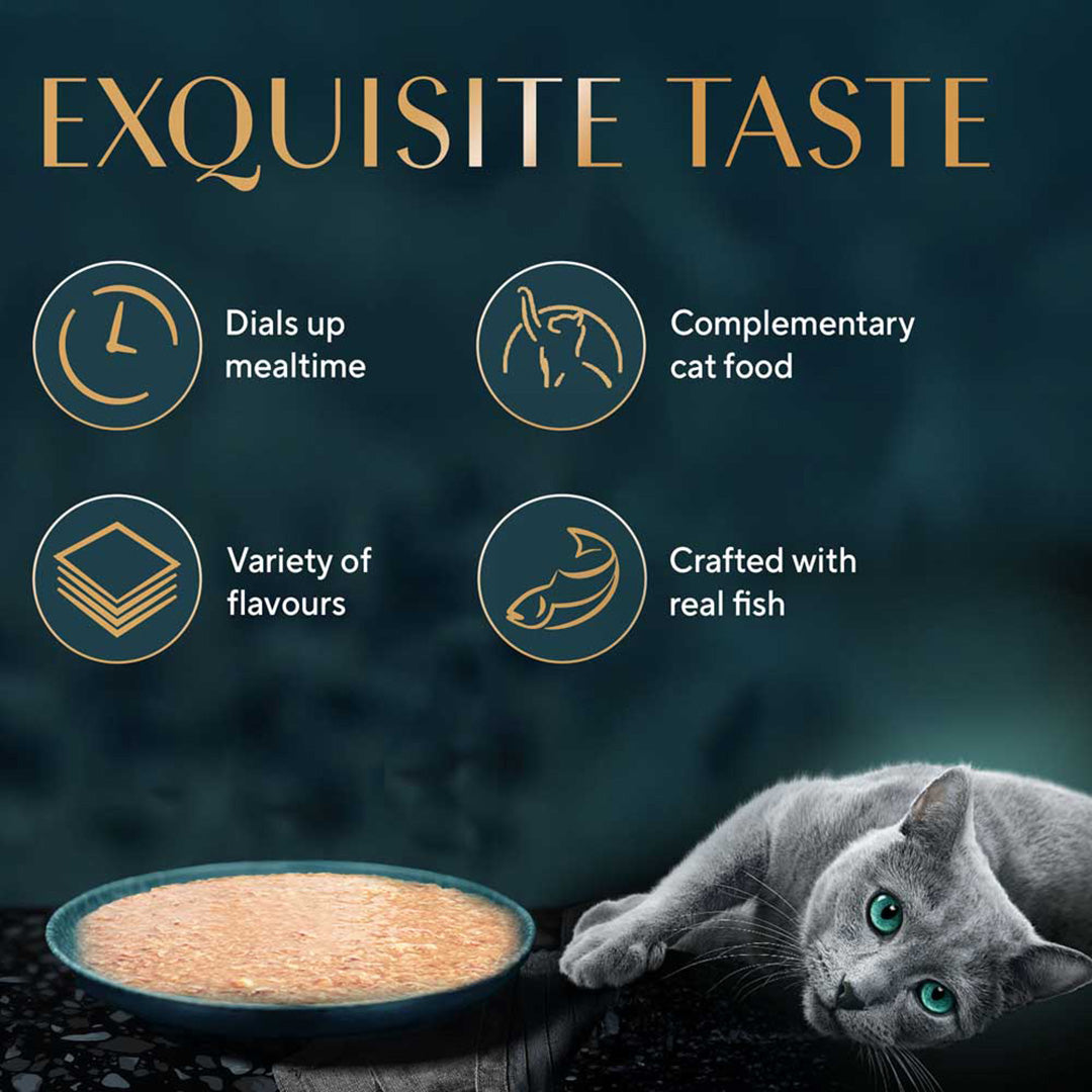 Sheba Fine Premium Adult (1+ Years) Wet Cat Food, Chicken with Tuna in Gravy, 70 g Pouch, High-moisture gravy cat food for healthy hydration