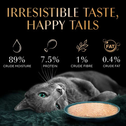 Sheba Fine Premium Adult (1+ Years) Wet Cat Food, Chicken with Tuna in Gravy, 70 g Pouch, High-moisture gravy cat food for healthy hydration