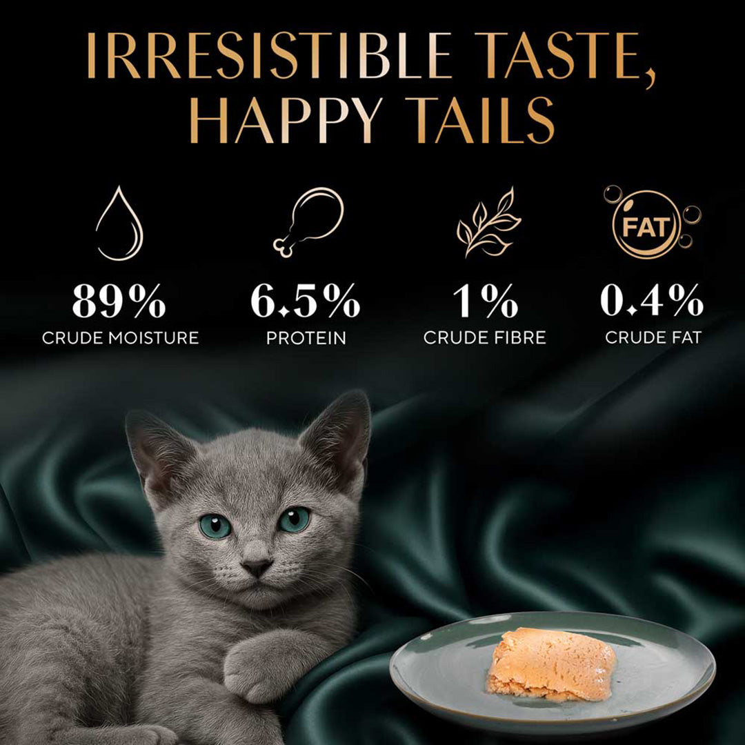 Sheba Fine Premium Kitten (2-12 months) Wet Cat Food, Chicken Premium Loaf, 70 g Pouch, High-moisture gravy kitten cat food for healthy hydration