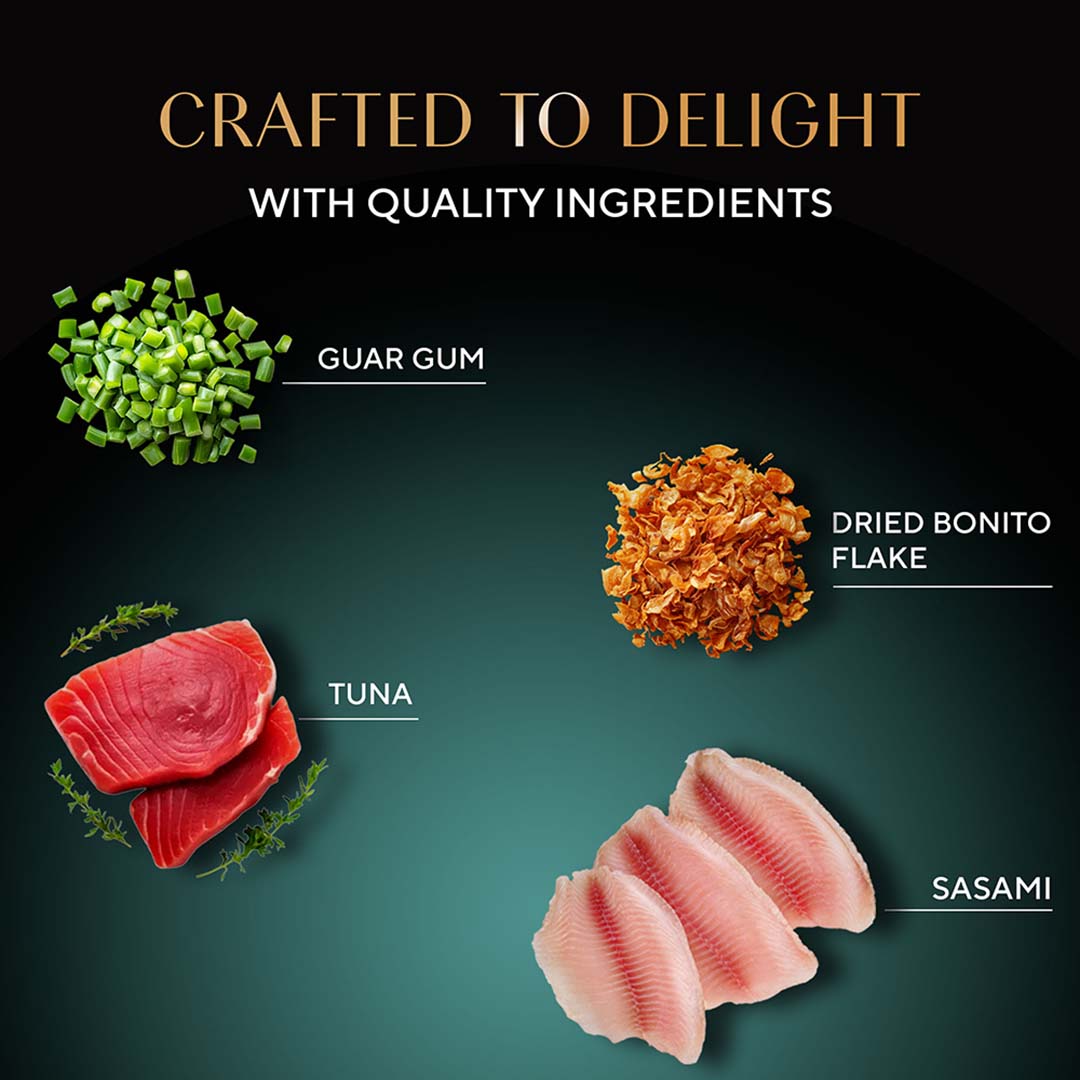 Sheba Rich Premium Adult (1+ Years) Wet Cat Food, Fish with Sasami Flavour, 35 g Pouch, High-moisture wet food for healthy hydration
