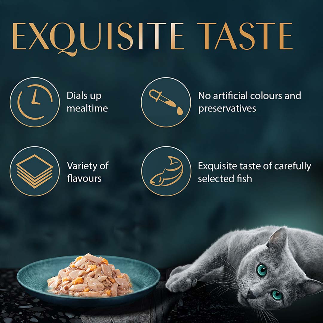 Sheba Rich Premium Adult (1+ Years) Wet Cat Food, Skipjack & Salmon Flavour, 35 g Pouch, High-moisture wet food for healthy hydration
