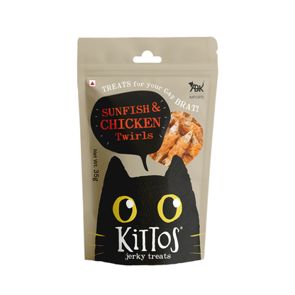 Kittos Sunfish and Chicken Twirls Cat Treat, 35 gm