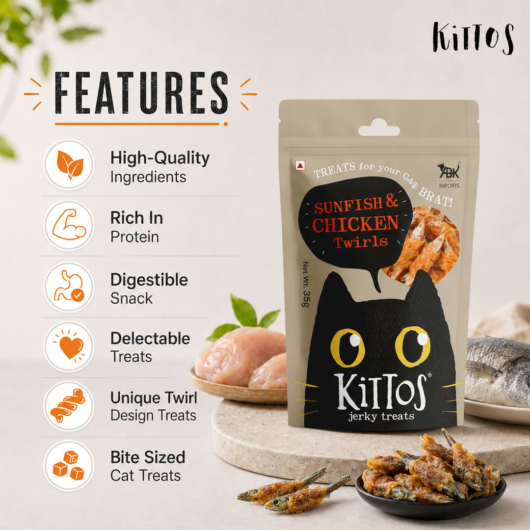 Kittos Sunfish and Chicken Twirls Cat Treat, 35 gm
