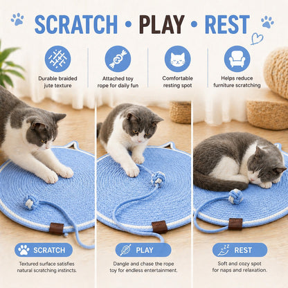 Talking Dog Club  Talking Dog Club - Cat Rope Mat - Blue