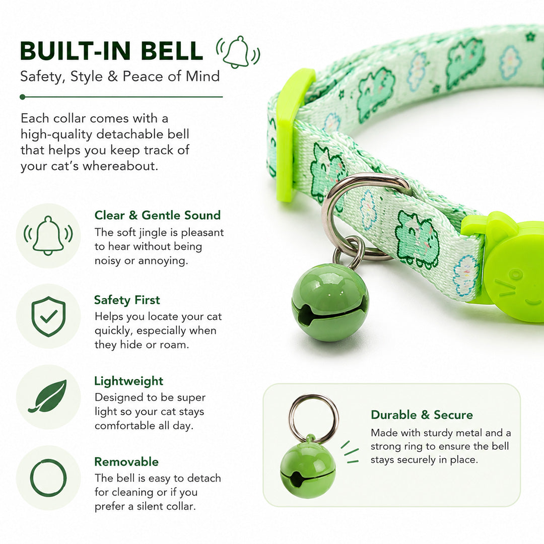 Talking Dog Club  Talking Dog Club - Everyday Cat Collars - With Attached Bell - Dino