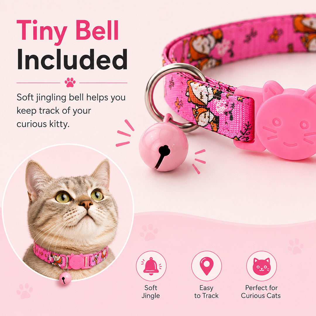 Talking Dog Club  Talking Dog Club - Everyday Cat Collars - With Attached Bell - Fox