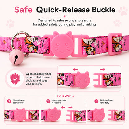 Talking Dog Club  Talking Dog Club - Everyday Cat Collars - With Attached Bell - Fox
