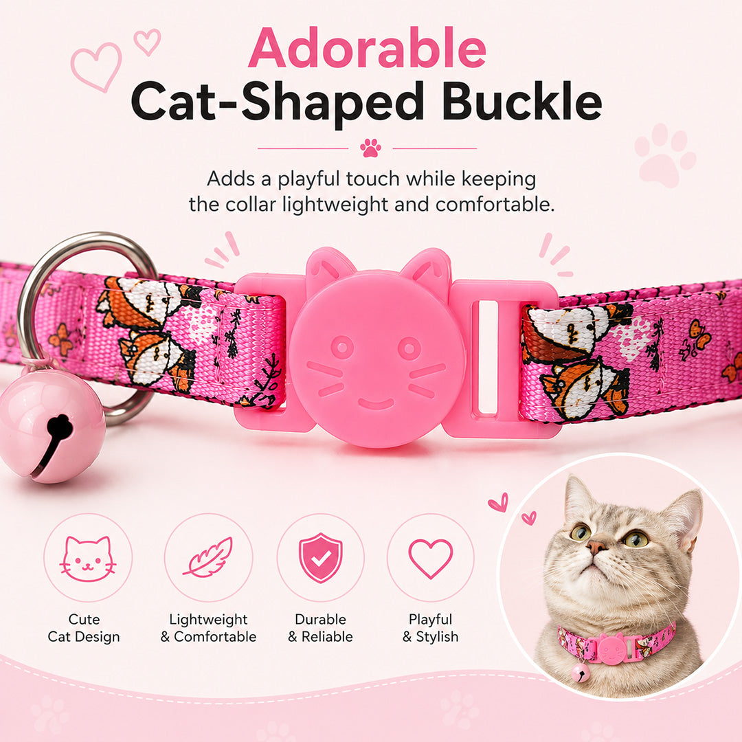 Talking Dog Club  Talking Dog Club - Everyday Cat Collars - With Attached Bell - Fox