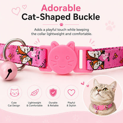 Talking Dog Club  Talking Dog Club - Everyday Cat Collars - With Attached Bell - Fox