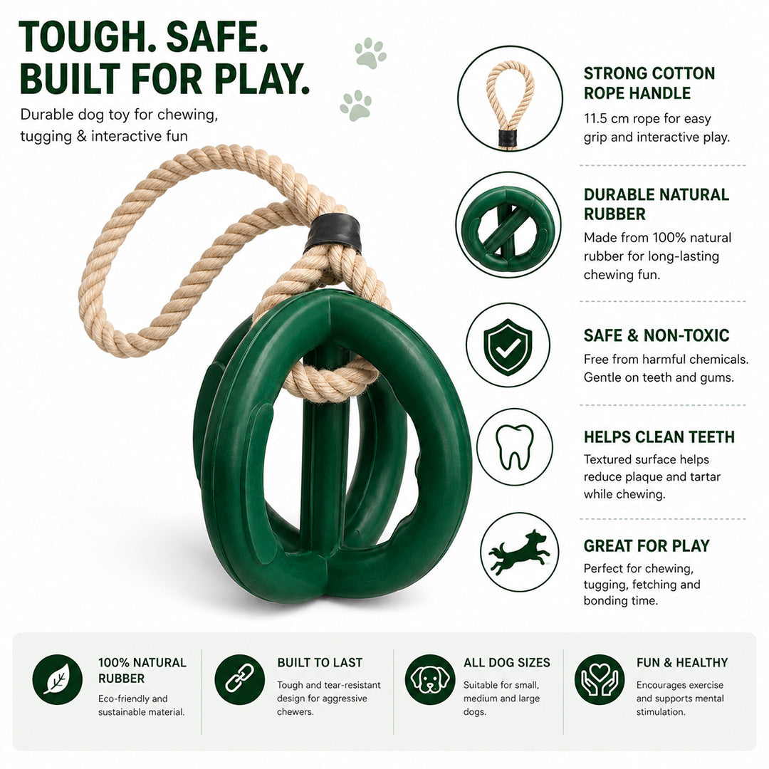 Talking Dog Club  Talking Dog Club - Sturdy - Dual Grip Oval Toy with Rope