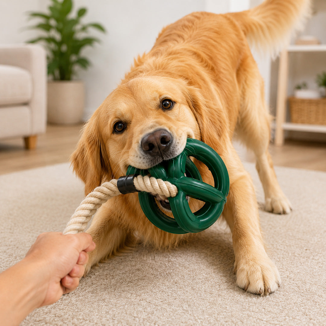 Talking Dog Club  Talking Dog Club - Sturdy - Dual Grip Oval Toy with Rope