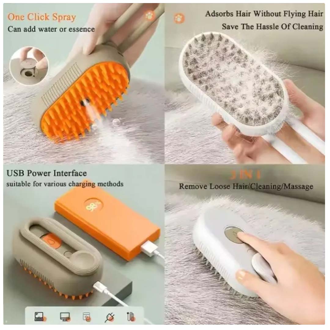 Talking Dog Club  3-in-1 Pet Steam Grooming Brush