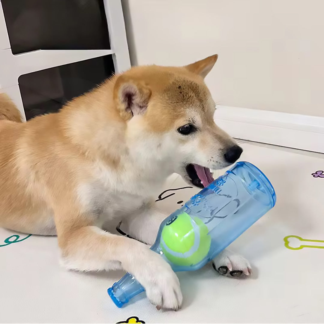 Talking Dog Club  Ball in Bottle Rubber Chew Toy - Blue