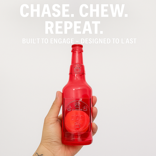 Talking Dog Club  Ball in Bottle Rubber Chew Toy - Red