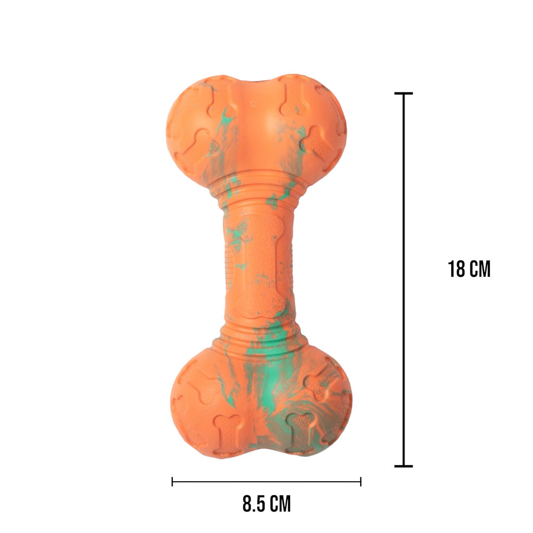 Talking Dog Club  Bone Rubber Treat Dispenser Toy - Orange