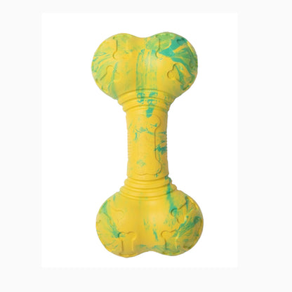 Talking Dog Club  Bone Rubber Treat Dispenser Toy - Yellow