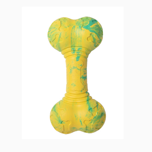 Talking Dog Club  Bone Rubber Treat Dispenser Toy - Yellow