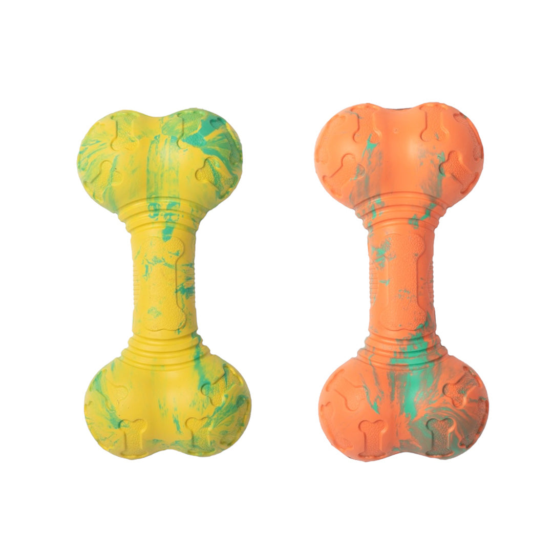 Talking Dog Club  Bone Rubber Treat Dispenser Toy - Yellow