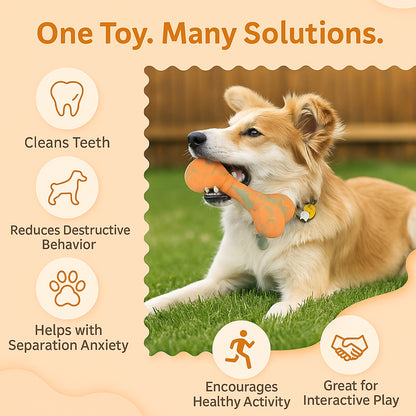 Talking Dog Club  Bone Rubber Treat Dispenser Toy - Yellow