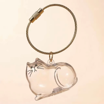 Talking Dog Club  Cat Hair keepsakeCapsule - Key Chain - Resting Cat